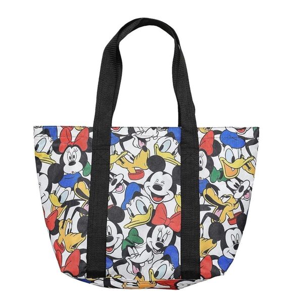Disney Tote Mickey & Minnie Mouse Icon Print Zipper Travel Bag - Picture 1 of 5